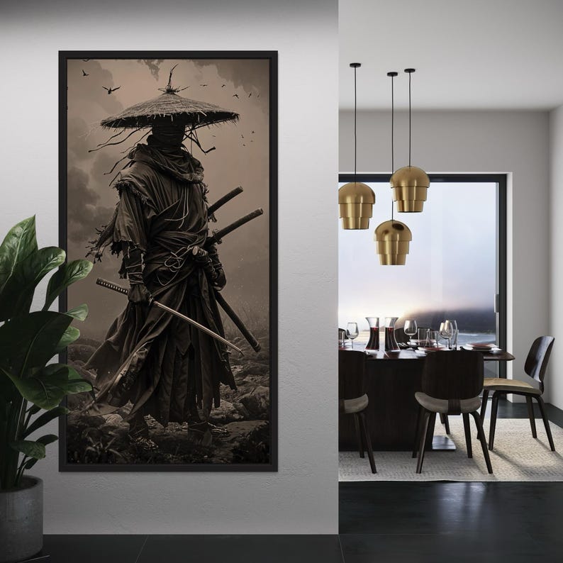 Japanese Samurai Wall Art Ronin Warrior Canvas Print Modern Artwork - Etsy