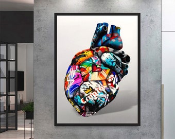 Graffiti heart wall art Street canvas print Pop Art style poster
