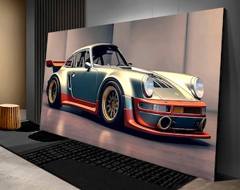 Porsche Leinwanddruck Sportwagen Wandkunst Luxusgarage Dekor Moderne Bürokunst