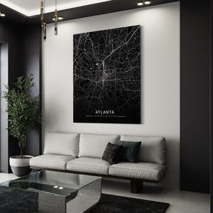 Atlanta map print for living room Black and white city map wall art Modern Atlanta poster for home City map artwork for office decor
