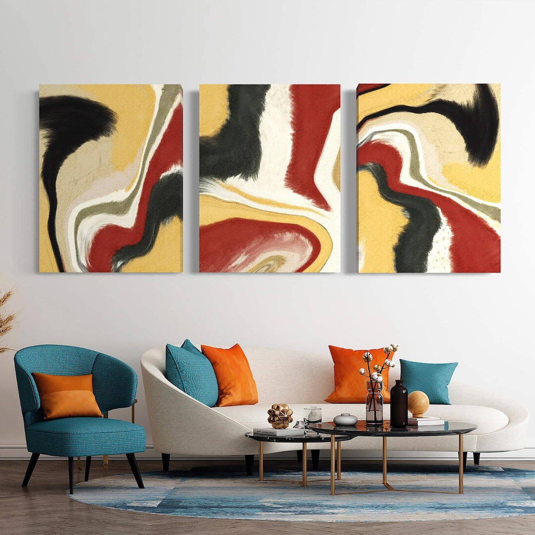 Abstract Wall Art Set of 3 Panels Modern Home Decor Office Poster