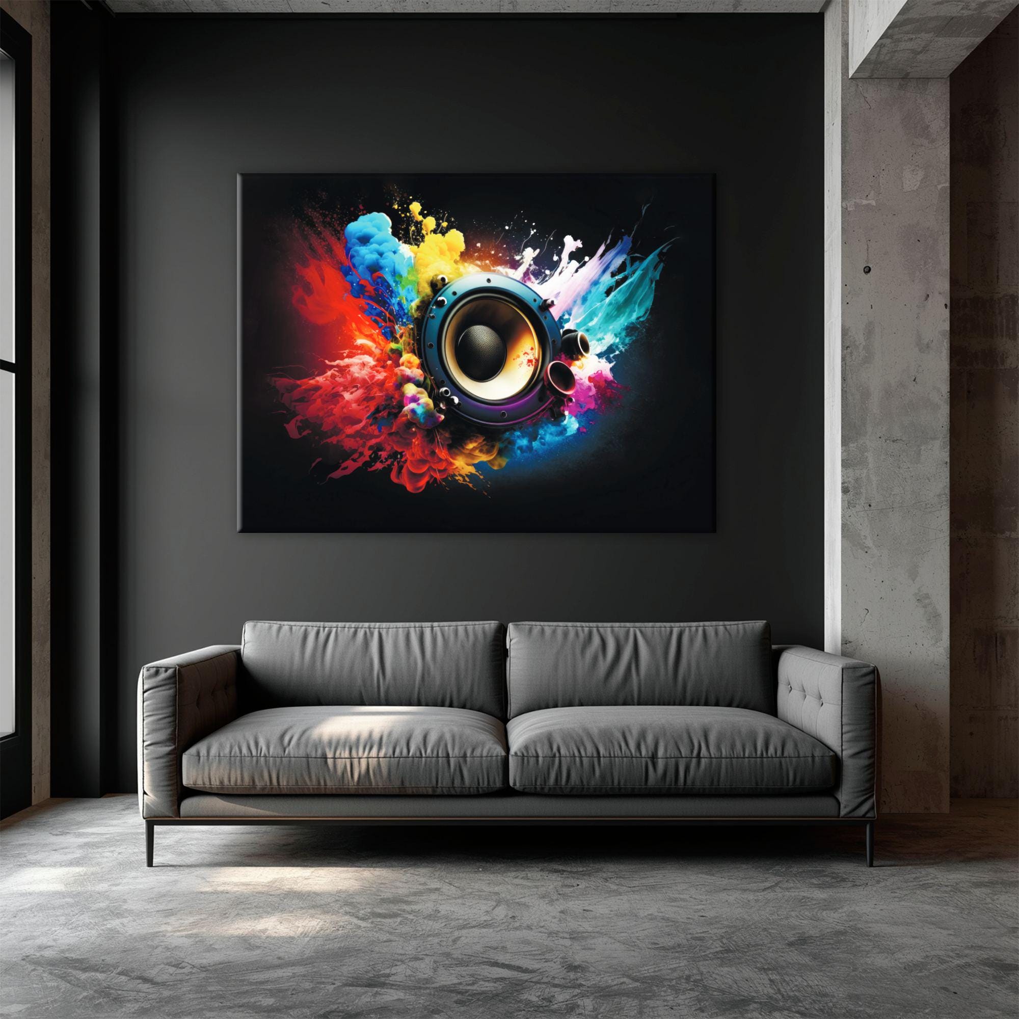 Music Wall Art Canvas Print Colorful Speaker Poster Dj Room Decor