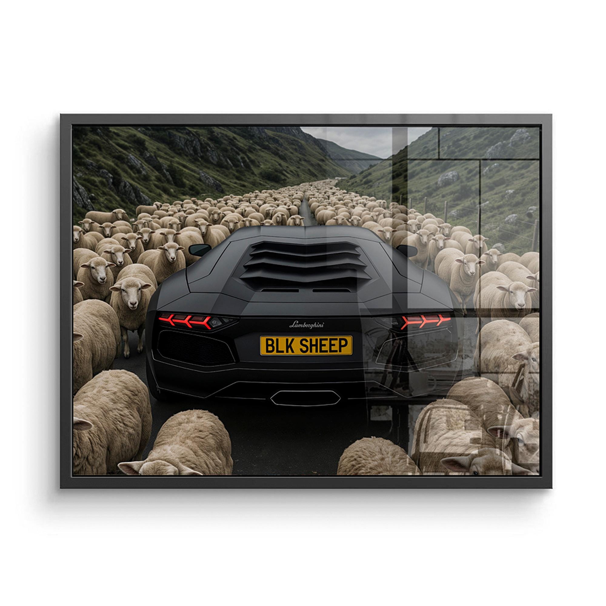 Lamborghini Canvas Print: Black Sheep Supercar Poster Extra Large