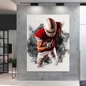 American Football Player Canvas Art: Sports Wall Decor