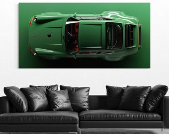 Grünes Porsche Auto Leinwanddruck, stilvolle Automobile Wandkunst