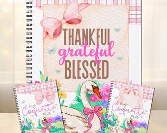 My Coquette Era Notebook Cover, Cottagecore Goose Journal Cover, Gingham Pink Planner Cover, Bow Spiral Composition Printable & Digital Use