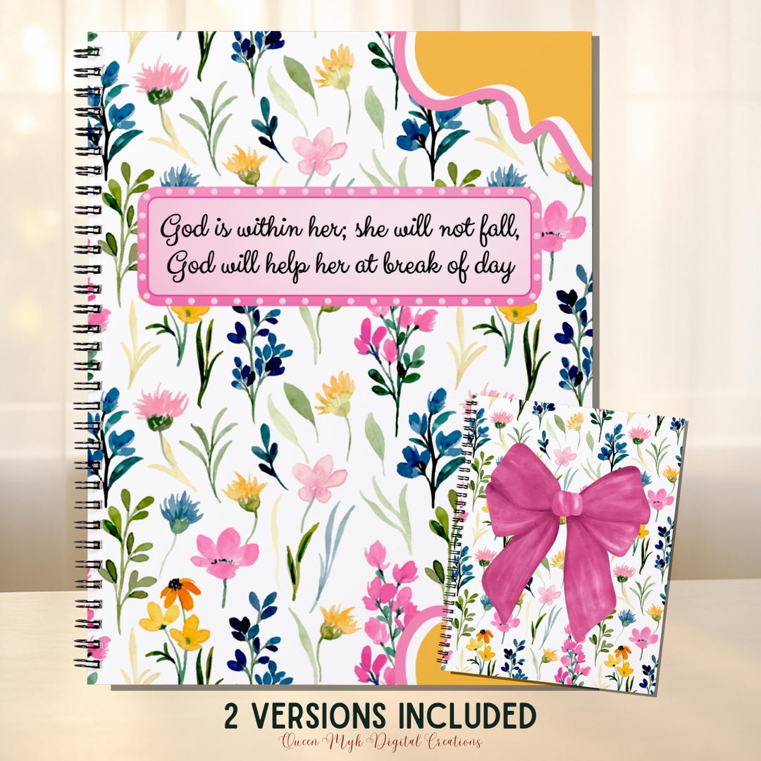 Coquette Floral Journal Cover, Psalm Bible Verse Notebook Cover ...