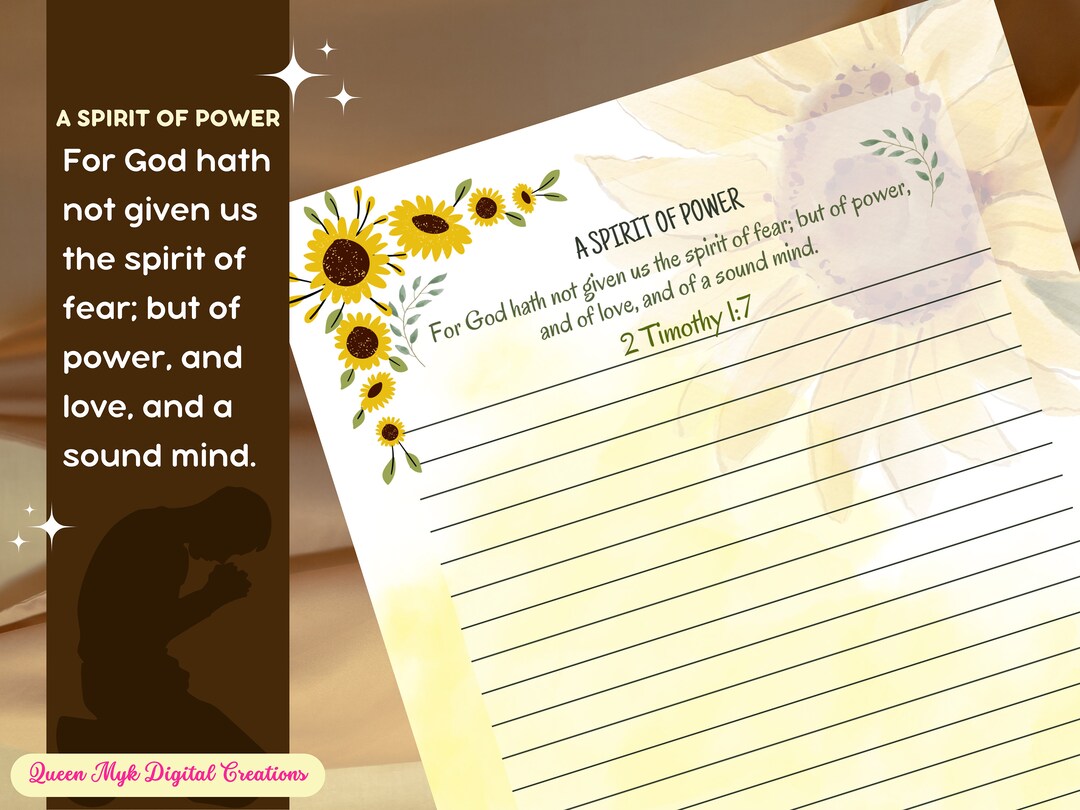 Bible Verse Notepad, Sunflower Design Notepad, Printable Notepad ...