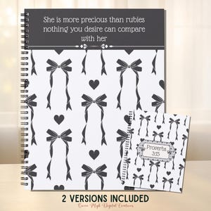 Coquette Notebook Cover, Girly Planner Cover Bible Verse Journal Cover, Personal Notebook Custom Junk Journal Cover, Digital & Printable Use