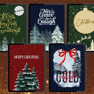 Holiday Digital Notebook Cover for Goodnotes, 5 Christmas Design PNG, Xmas Printable Planner Covers, Classic Christmas Prints for Notability