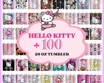 100 Kitty Tumbler Bundle, Cartoon Tumbler, Tumbler Wrap, Spring Flower Pink Cat PNG, 20oz Straight Skinny Wrap, Full Tumbler Wrap