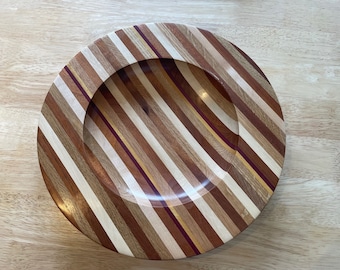 Multicoloured handmade wood platter