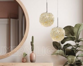 Crystal Bulb Pendant Lights,Loft Glass Light Fixture,Clear Lampshade for Dinning table,HandBlown Chandelier,indoor Ceiling lamp.Modern house