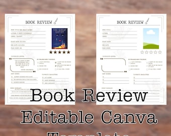 Digital Book Review Template Editable