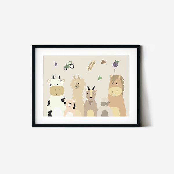 Digital Animal Themed Wall Art For Children's Room Gifts For Kids Printable Animals Illustration