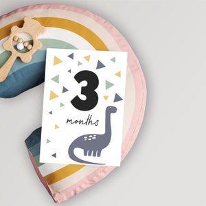 Cartes d'étape imprimables avec des dinosaures, cadeau de baby shower, cartes mémoire pour bébé garçon