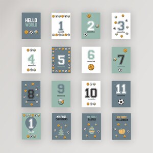 Mijlpaalkaarten met sportthema Maandkaarten voor babyfoto's Cadeau kraamcadeau Babygeheugenkaarten