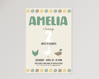 Tarjetas de invitación de cumpleaños imprimibles y en línea con el atributo de fiesta de ilustración de pájaros