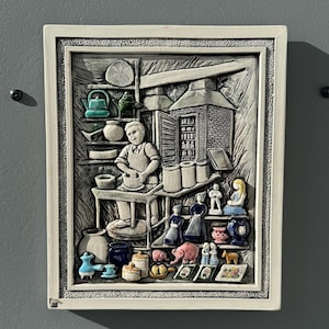 Jie Gantofta large wall plaque vintage ceramic wall decor Scandinavian Pottery Aimo Nietosvuori Design handpainted home decor, Sweden