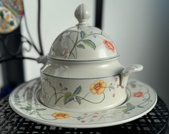 Villeroy & Boch Albertina Soup Tureen/Gravy Boat/Vegetable Bowl w. lid and large serving dish/cake plate vintage porcelain tableware Germany