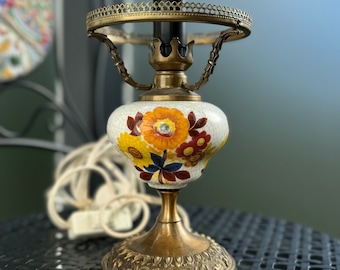 Lampada da tavolo vintage Via col vento Hurricane motivi floreali lampada da salotto dipinta a mano comodino camera da letto arredamento per la casa convertito lampada a olio ricablata