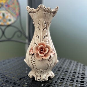 Vintage Blumenvase Capodimonte Stil Blumenvase Blumenvase Blumendekor 60er Dekor italienische Keramik 60s Blumenvase Blumenvase 60s Blumenvase handbemalt