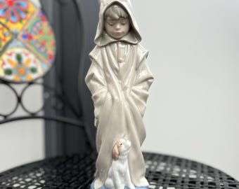 Lladro NAO porcelain monk boy with dog vintage Spanish ceramic home office nursery decor collectible gift designed by Salvador Furio