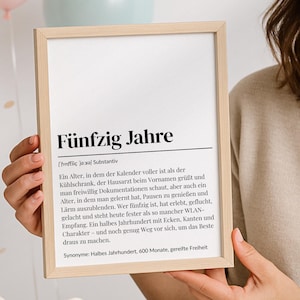Définition 50 ans Duden | Fichier numérique à imprimer | Cadeau pour un cinquantième anniversaire (1976) | Cadeau d'anniversaire | Anniversaire marquant | PDF humoristique