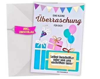 Gutschein Karte - Rubbelkarte für Kinder, Frauen & Männer - Rubbellos Geburtstagskarte zum freirubbeln mit Rubbelaufkleber Überraschung