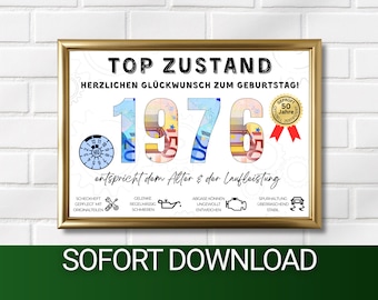 Personalized 50th Birthday Money Gift for Men - Car Legendary 1976 - Friend - Birthday Gift - Gift Wrapping - Poster PDF Download