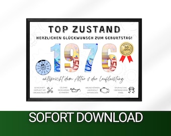 Personalized 50th Birthday Money Gift Idea for a Man/Friend (1976) | DIY Vintage Legendary Funny | DIY PDF Download