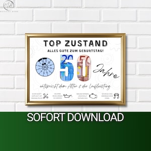 Money gift for a man's 50th birthday (1976) - instant download: gift, banknote, card for birthday, money, funny DIY birthday present | PDF PNG