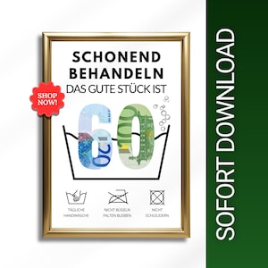 Cash gift for 60th birthday | Wish fulfillment | Last minute birthday gift PDF instant download | Gift | 60th birthday gift