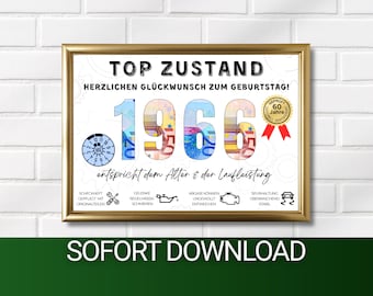 Personalized 60th Birthday Money Gift Idea for a Man/Friend, 1966, DIY Vintage Legendary Funny | DIY PDF Download