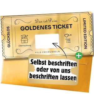 Rubbel-Gutschein GOLDENES TICKET personalisierbar – Geldgeschenk Geburtstag Vatertag Muttertag Hochzeit Rente | Rubbellos DIY