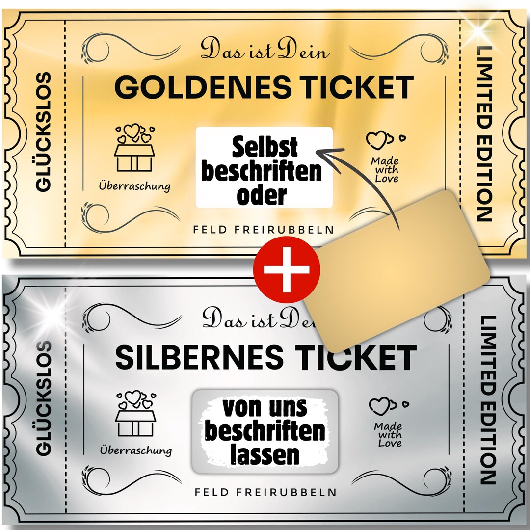 Rubbelkarte Mit Persönlicher Botschaft – Goldenes Ticket Als Gutschein Zum Ausfüllen