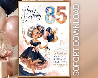 Money gift for a woman's 85th birthday | Born in 1941 | Elegant DIY gift | Printable birthday card (PDF)