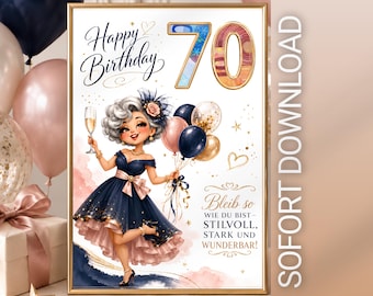 Money gift for a woman's 70th birthday | Born in 1956 | Elegant DIY gift | Printable birthday card (PDF)