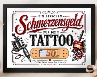 Regalo in denaro per un tatuaggio | Idea regalo di compleanno | Realizzazione di un desiderio | Auguri di compleanno | Buono per tatuaggio | Per lui o per lei | Risarcimento per dolore e sofferenza