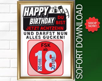 Money gift for an 18th birthday (born in 2008) | Creative way to give money | Adulthood gift for daughter, son, girlfriend, friend (poster PDF)