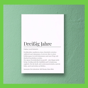 Definition 30 Jahre, Geschenk 30. Geburtstag, Jahrgang 1995, Geburtstagskarte PDF, Poster oder Postkarte zum Ausdrucken Last Minute Geschenk