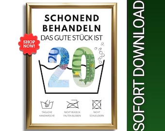 Money gift for a 20th birthday - instant download | Funny money birthday gift | DIY birthday gift | PDF download for printing at home