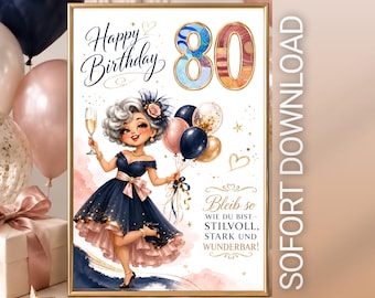 Money gift for a woman's 80th birthday | Born in 1946 | Elegant DIY gift | Printable birthday card (PDF)