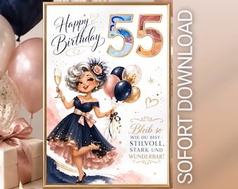 Money gift for a woman's 55th birthday | Born in 1971 | Elegant DIY gift | Printable birthday card (PDF)