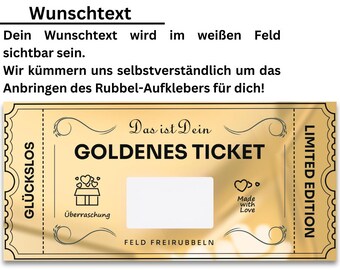 Rubbelkarte Mit Persönlicher Botschaft – Goldenes Ticket Als Gutschein Zum Ausfüllen