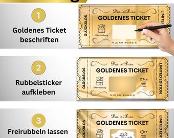 Rubbelkarte Mit Persönlicher Botschaft – Goldenes Ticket Als Gutschein Zum Ausfüllen