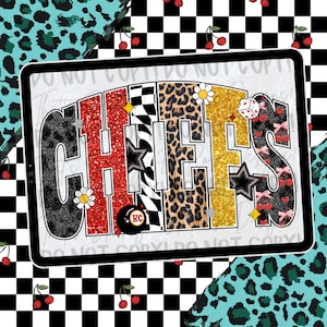 Trendy CHIEFS Preppy Mascot Digital File, PNG, Game Day T-Shirt Design Sports Teams, KC, Checkered Retro, Glitter, Black Red and Gold Chiefs