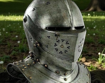 Medieval Knight Helmet | 18GA Steel Tournament Armor, LARP Costume