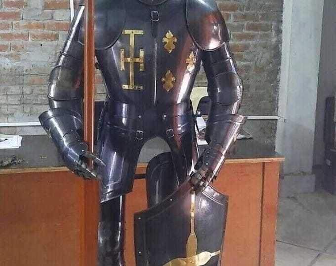 Medieval Brass Armor | Templar Knight Wearable Crusader Combat Full Body Armour Suit