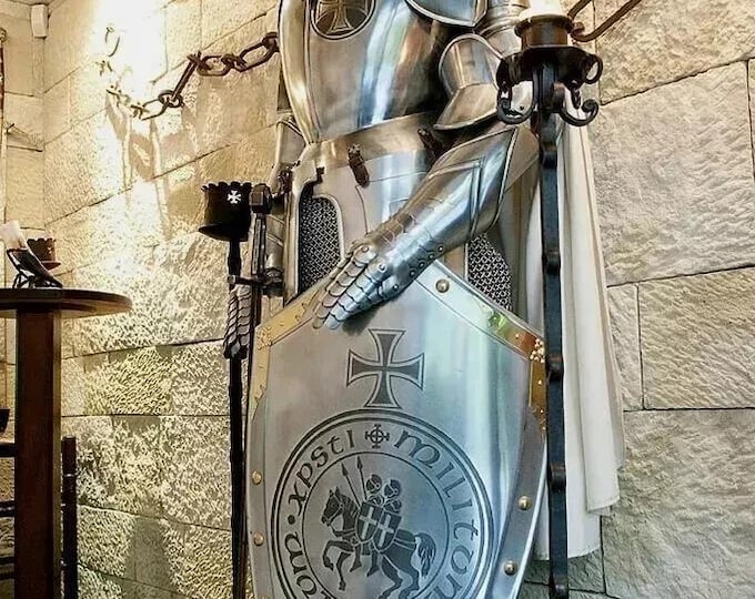 Wearable Templar Knight Armor Suit | Medieval Costume, Steel & Leather